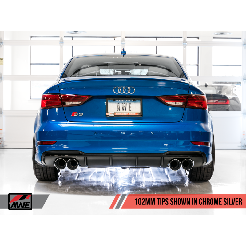 AWE Tuning Audi 8V S3 Track Edition Exhaust w/Chrome Silver Tips 102mm
