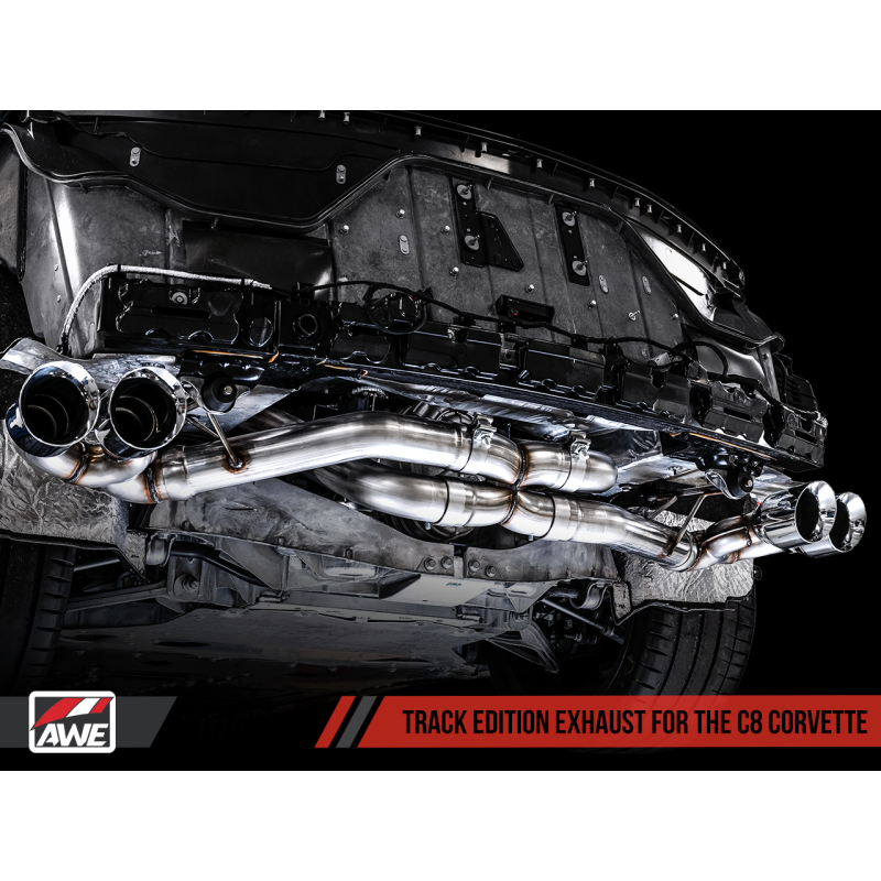 AWE Tuning 2020 Chevrolet Corvette (C8) Track Edition Exhaust - Quad Chrome Silver Tips