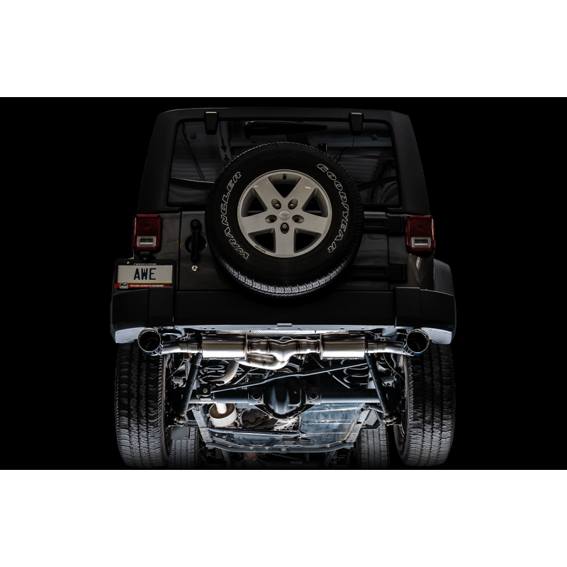 AWE Tuning Tread Edition Axle-Back Dual Exhaust w/ Diamond Black Tips - 07-18 Jeep Wrangler JK/JKU 3.6L