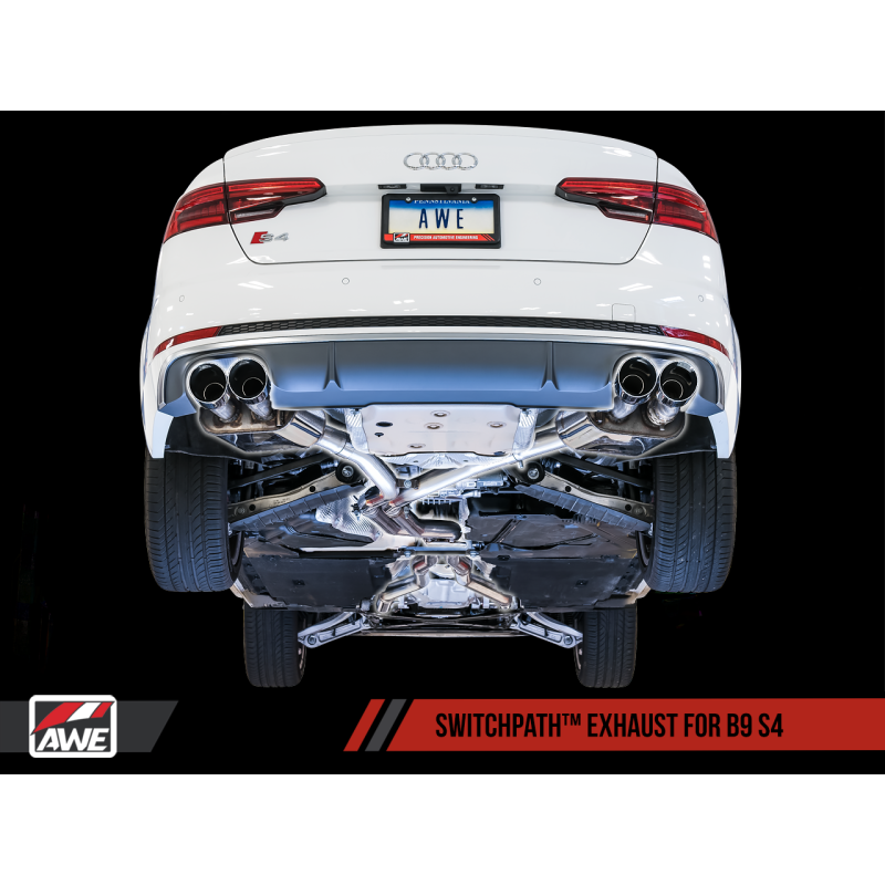 AWE Tuning Audi B9 S4 SwitchPath Exhaust - Non-Resonated (Silver 102mm Tips) - T1 Motorsports