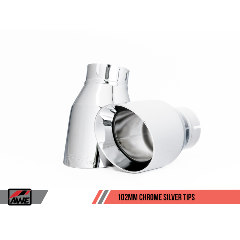 AWE Tuning Audi B9 A5 Touring Edition Exhaust Dual Outlet - Chrome Silver Tips (Includes DP)