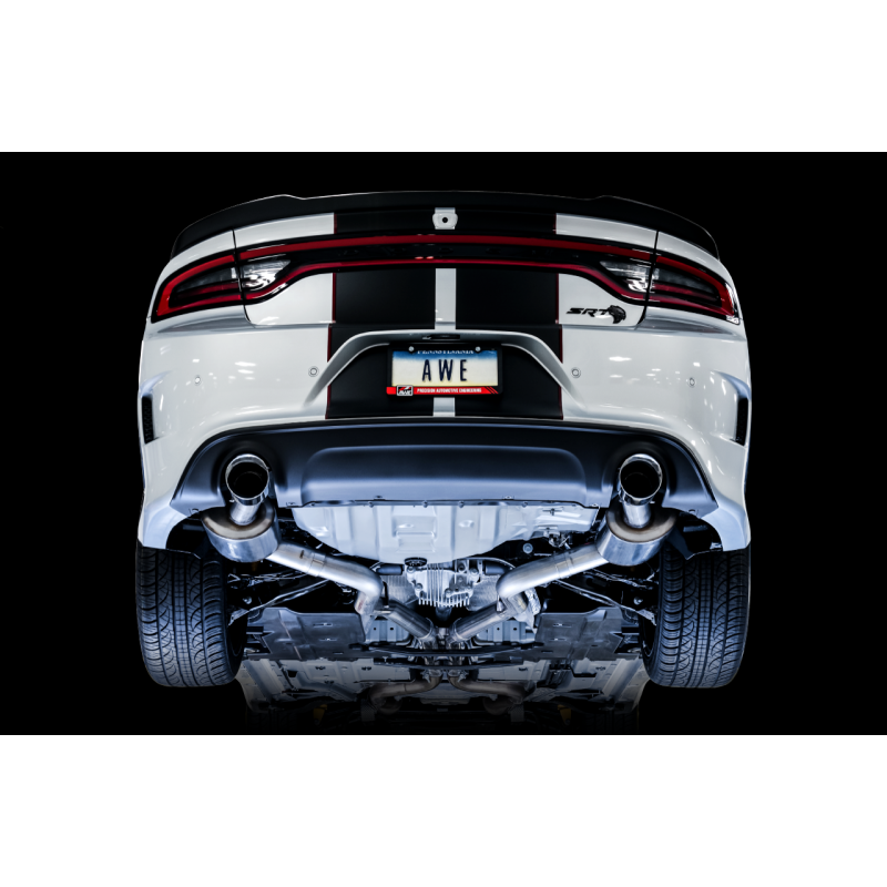 AWE Tuning Non-Resonated Touring Edition Exhaust w/Silver Tips - 2015+ Dodge Charger 6.4L/6.2L SC
