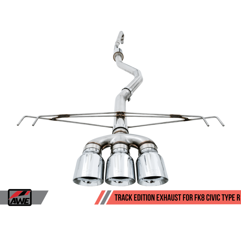 AWE Tuning 2017+ Honda Civic Type R Track Edition Exhaust w/Front Pipe & Triple Chrome Silver Tips
