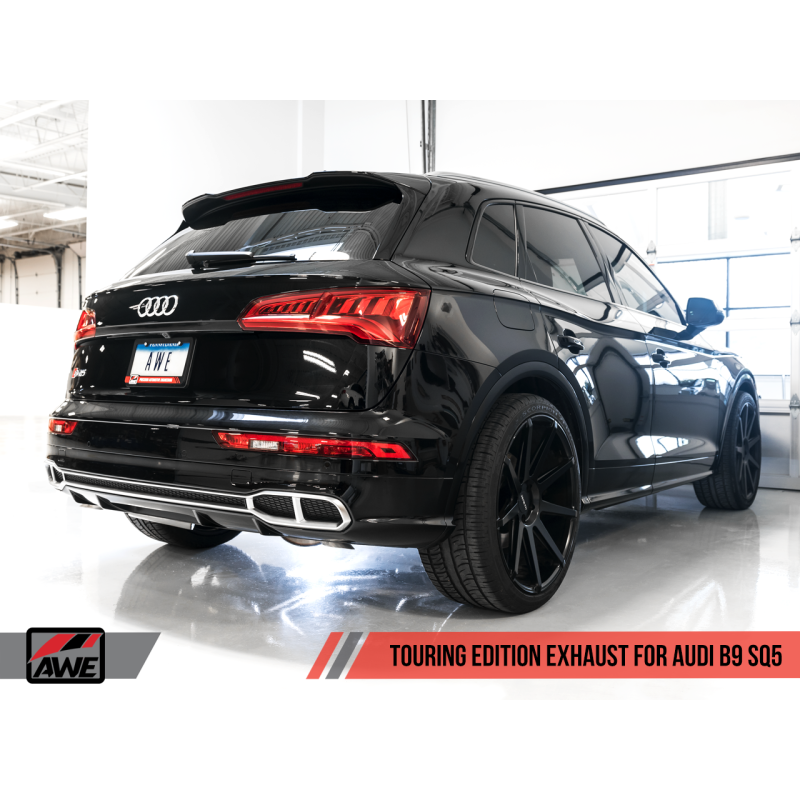 AWE Tuning Audi B9 SQ5 Resonated Touring Edition Cat-Back Exhaust - No Tips (Turn Downs)