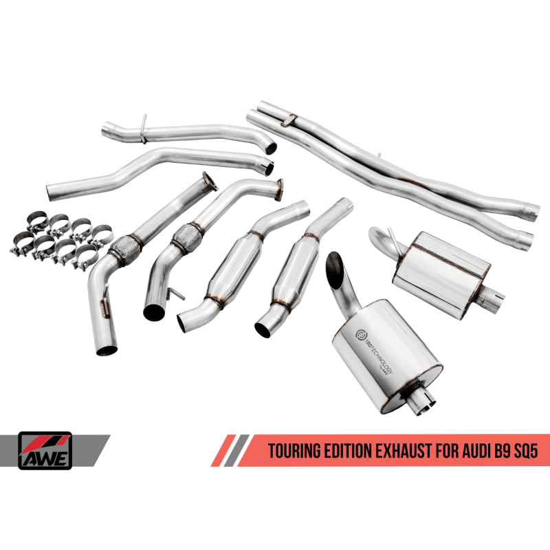 AWE Tuning Audi B9 SQ5 Resonated Touring Edition Cat-Back Exhaust - No Tips (Turn Downs)