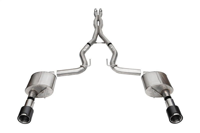 Corsa 2024 Ford Mustang GT Coupe 3in Xtreme Cat-Back Exhaust - 4.5in Carbon Fiber Tips