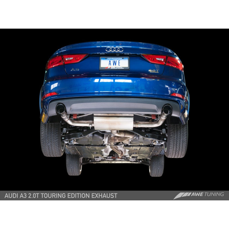 AWE Tuning Audi 8V A3 Touring Edition Exhaust - Dual Outlet Diamond Black 90 mm Tips