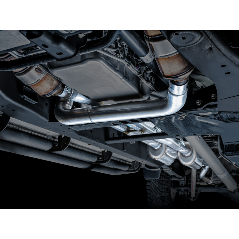 AWE Tuning 4th Gen GM 1500 6.2L 0FG Catback Split Rear Exit (w/ Bumper Cutouts) - Quad Chrome Tips
