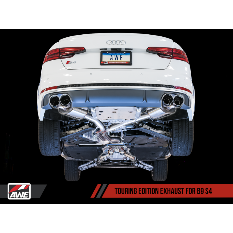 AWE Tuning Audi B9 S4 Touring Edition Exhaust - Non-Resonated (Black 102mm Tips)