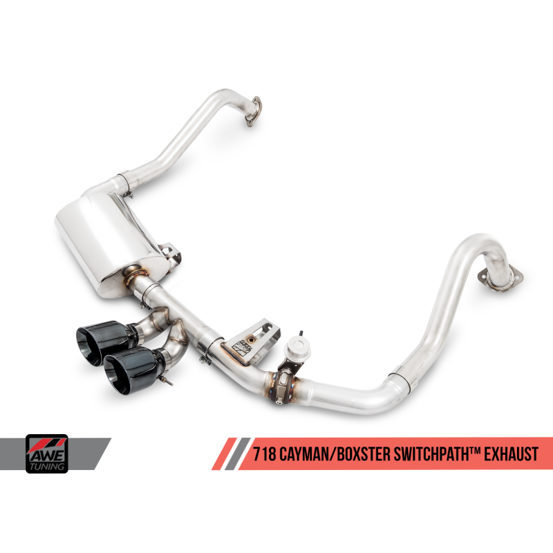 AWE Tuning Porsche 718 Boxster / Cayman SwitchPath Exhaust (PSE Only) - Chrome Silver Tips