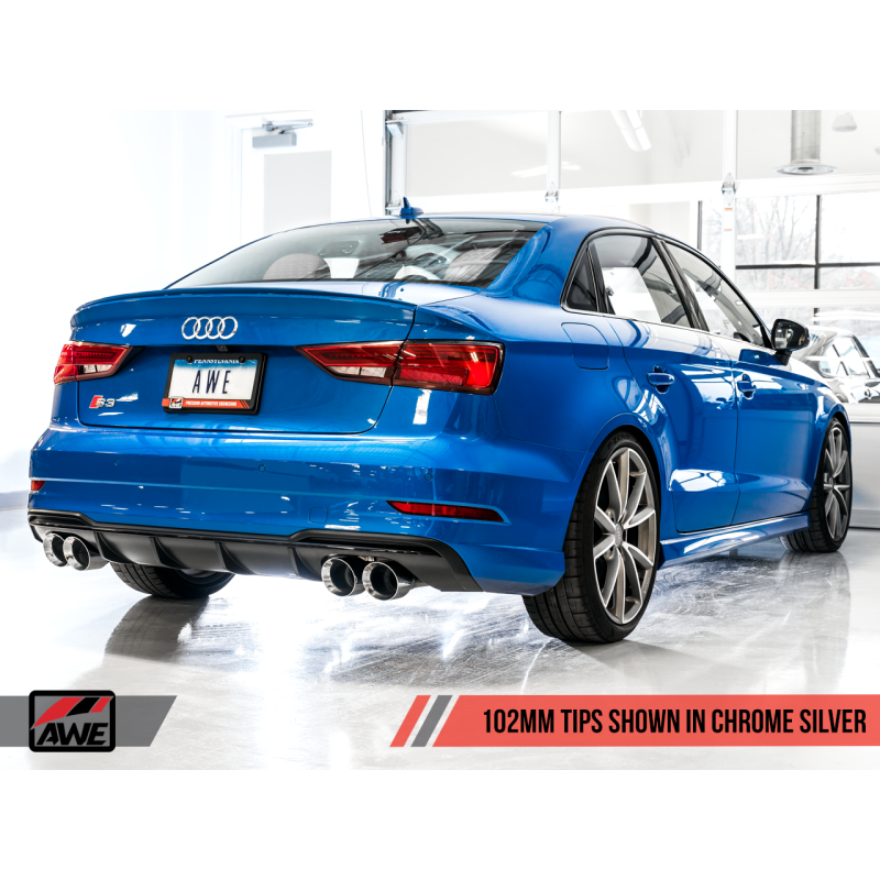 AWE Tuning Audi 8V S3 Track Edition Exhaust w/Chrome Silver Tips 102mm