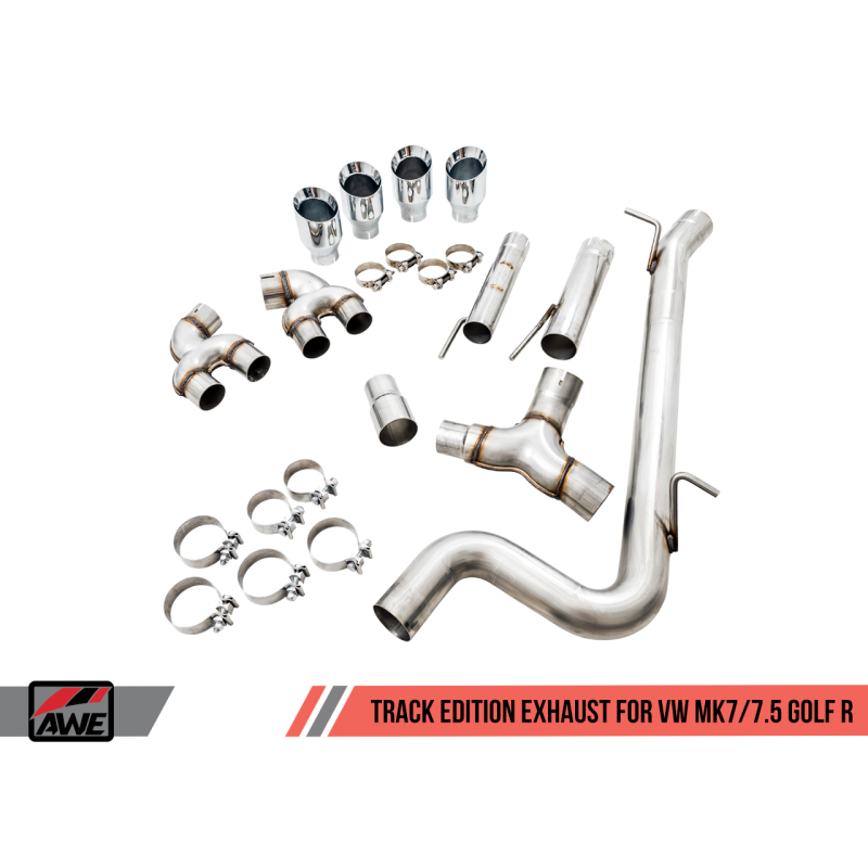 AWE Tuning Mk7 Golf R Track Edition Exhaust w/Chrome Silver Tips 102mm