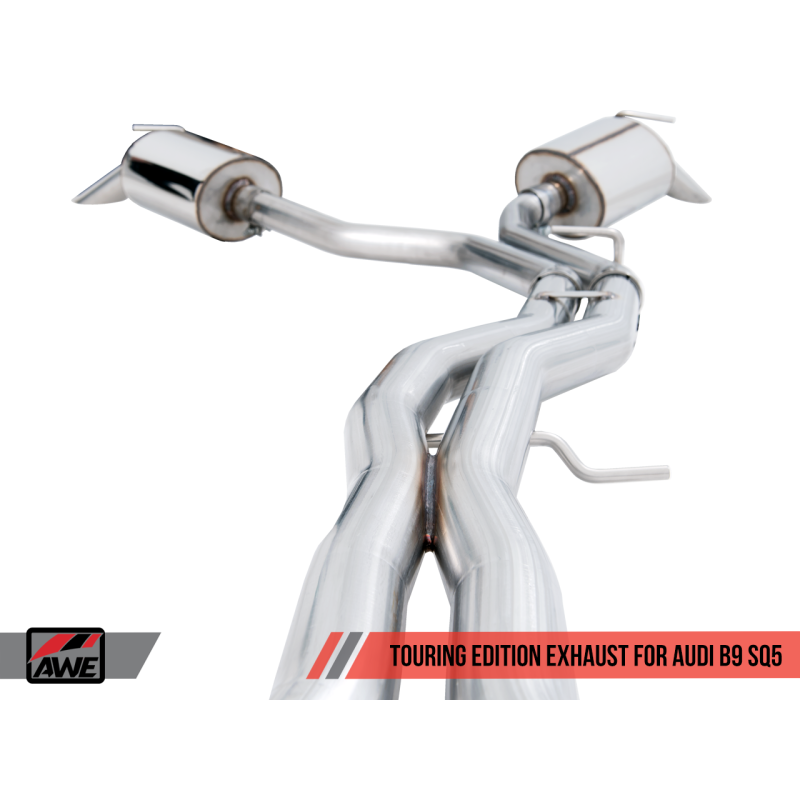 AWE Tuning Audi B9 SQ5 Resonated Touring Edition Cat-Back Exhaust - No Tips (Turn Downs)