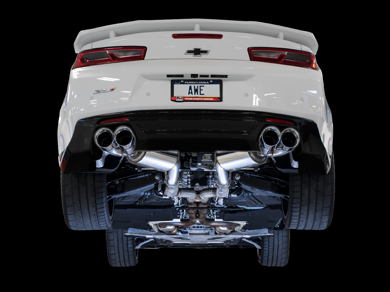 AWE Tuning Touring Edition Non-Res Cat-Back Exhaust w/Quad Chrome Silver Tips - 16-19 Chevy Camaro SS