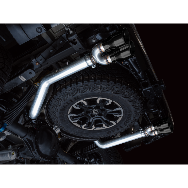 AWE Tuning 22-23 GMC Sierra 1500 AT4X 6.2L 0FG Catback Split Dual (Flat Bumper) - Diamond Black Tips