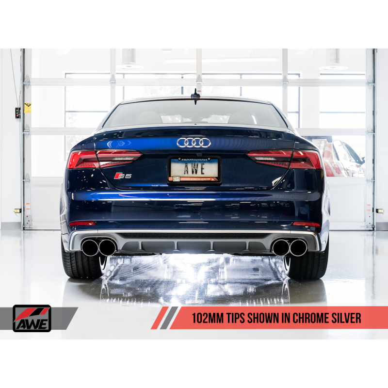 AWE Tuning Audi B9 S5 Coupe SwitchPath Exhaust w/ Chrome Silver Tips (102mm) - T1 Motorsports