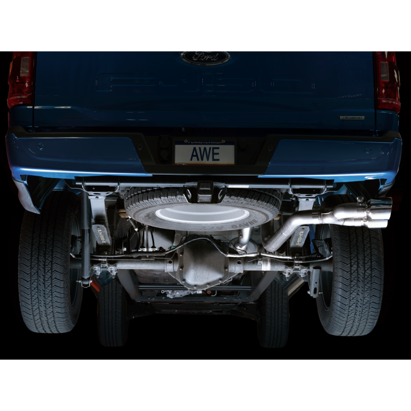 AWE Tuning 0FG Dual Side Exit Cat-Back Exhaust w/ 4.5in Chrome Silver Tips - 21+ Ford F150