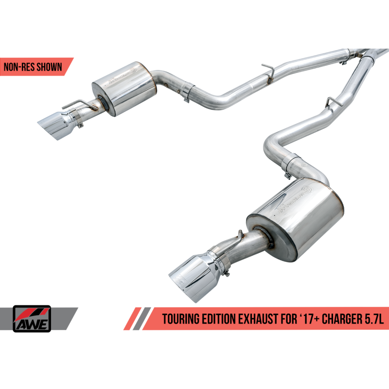 AWE Tuning 2017+ Dodge Charger 5.7L Touring Edition Exhaust - Non-Resonated - Chrome Silver Tips