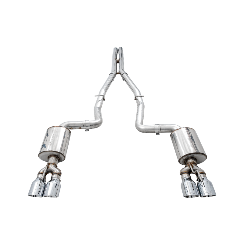 AWE Tuning Non-Resonated Touring Edition Exhaust w/Quad Silver Tips - 2015+ Dodge Challenger 6.4L/6.2L