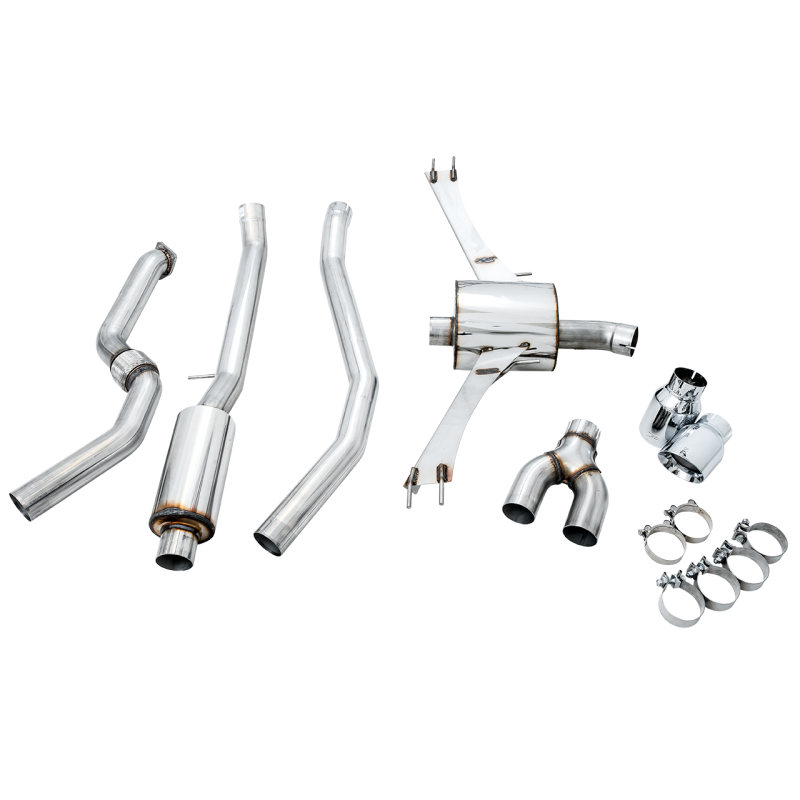 AWE Tuning Touring Edition Exhaust w/Front Pipe & Dual Chrome Silver Tips - 2016+ Honda Civic Si
