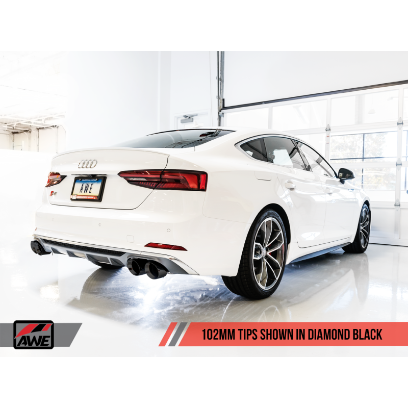 AWE Tuning Audi B9 S4 SwitchPath Exhaust - Non-Resonated (Black 102mm Tips)