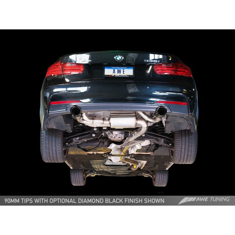 AWE Tuning BMW F3X 335i/435i Touring Edition Axle-Back Exhaust - Diamond Black Tips (90mm) - T1 Motorsports