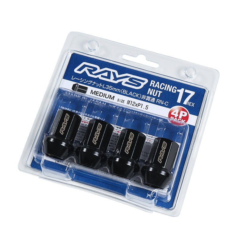 Rays 17 Hex Racing Nut L35 12x1.25 - Black (4 Pieces)