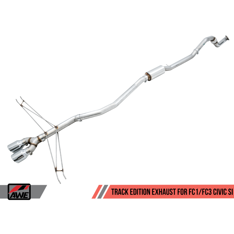 AWE Tuning 2016+ Honda Civic Si Track Edition Exhaust w/Front Pipe & Dual Chrome Silver Tips