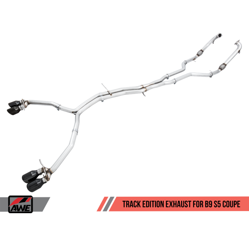 AWE Tuning Audi B9 S5 Coupe 3.0T Track Edition Exhaust - Diamond Black Tips (102mm)