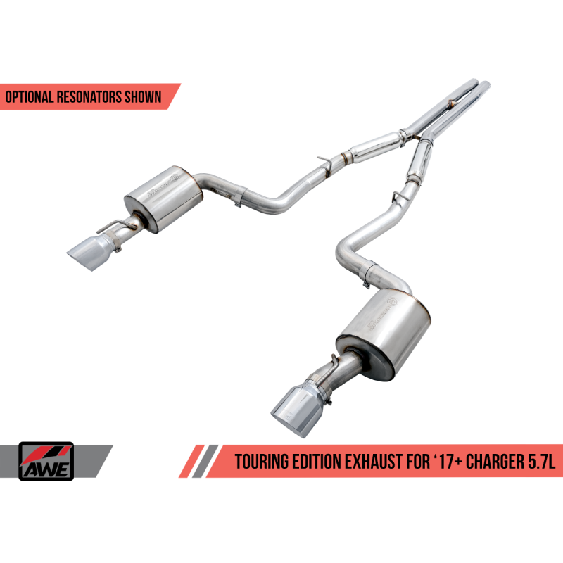 AWE Tuning 2017+ Dodge Charger 5.7L Touring Edition Exhaust - Non-Resonated - Chrome Silver Tips