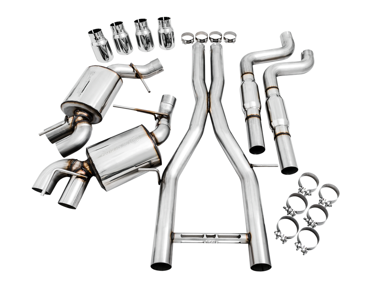 AWE Tuning Touring Edition Non-Res Cat-Back Exhaust w/Quad Chrome Silver Tips - 16-19 Chevy Camaro SS