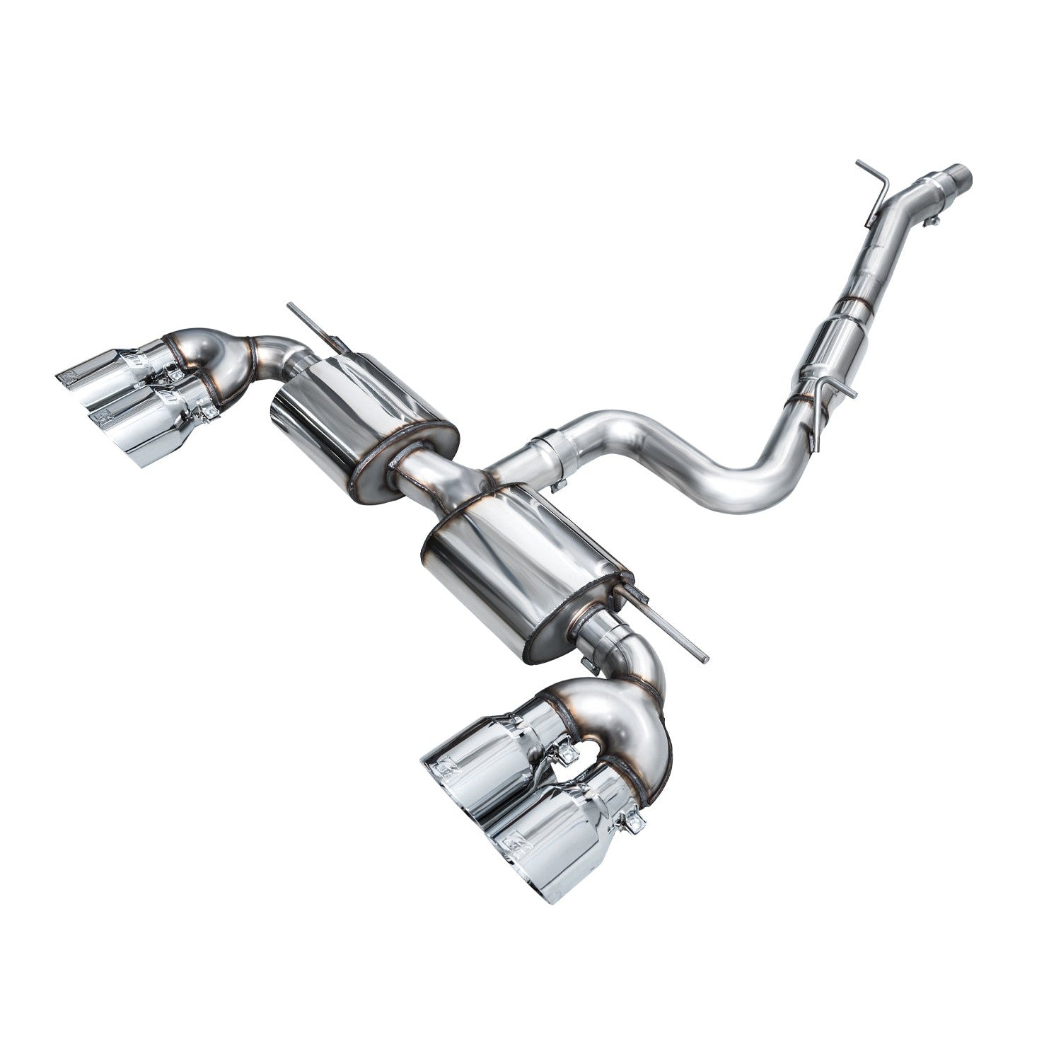 AWE Tuning Touring Edition Quad Exhaust for 2022+ Volkswagen MK8 Golf R - Chrome Silver Tips