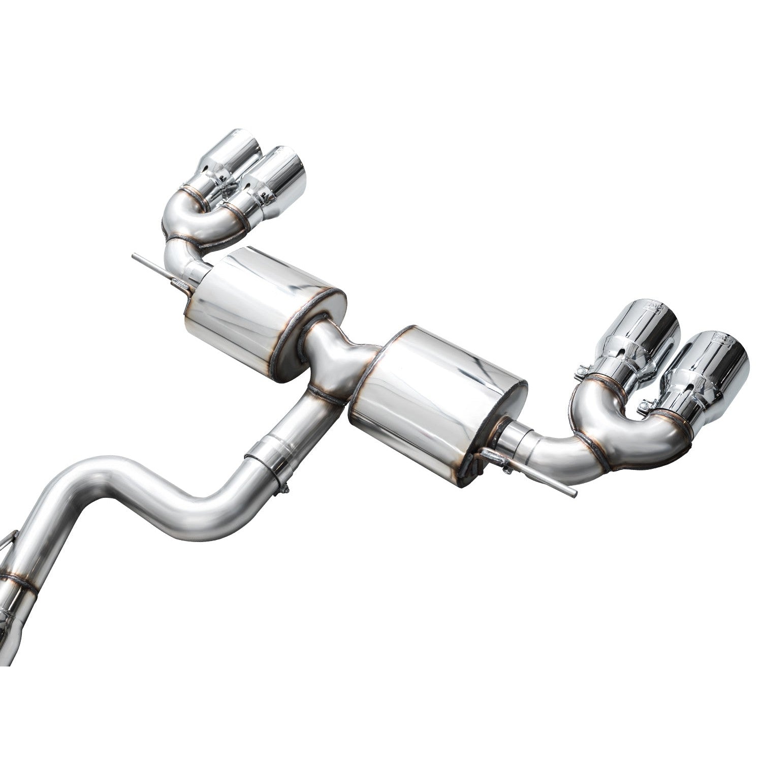 AWE Tuning Touring Edition Quad Exhaust for 2022+ Volkswagen MK8 Golf R - Chrome Silver Tips