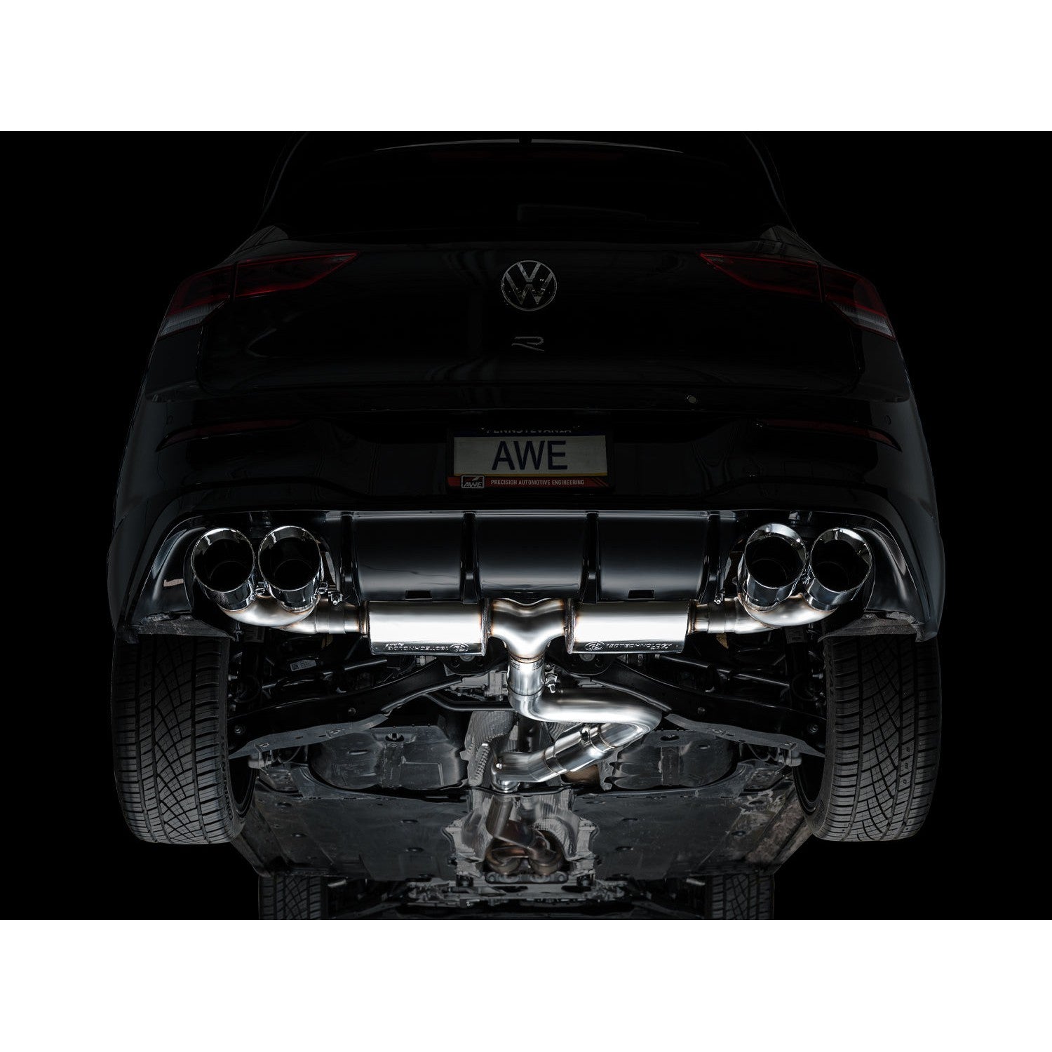 AWE Tuning Touring Edition Quad Exhaust for 2022+ Volkswagen MK8 Golf R - Chrome Silver Tips