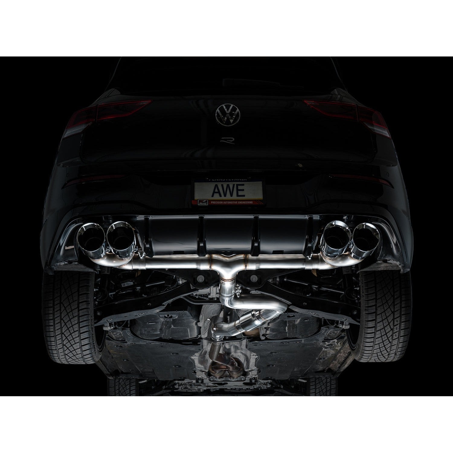 AWE Tuning Track Edition Quad Exhaust for 2022+ Volkswagen MK8 Golf R - Chrome Silver Tips