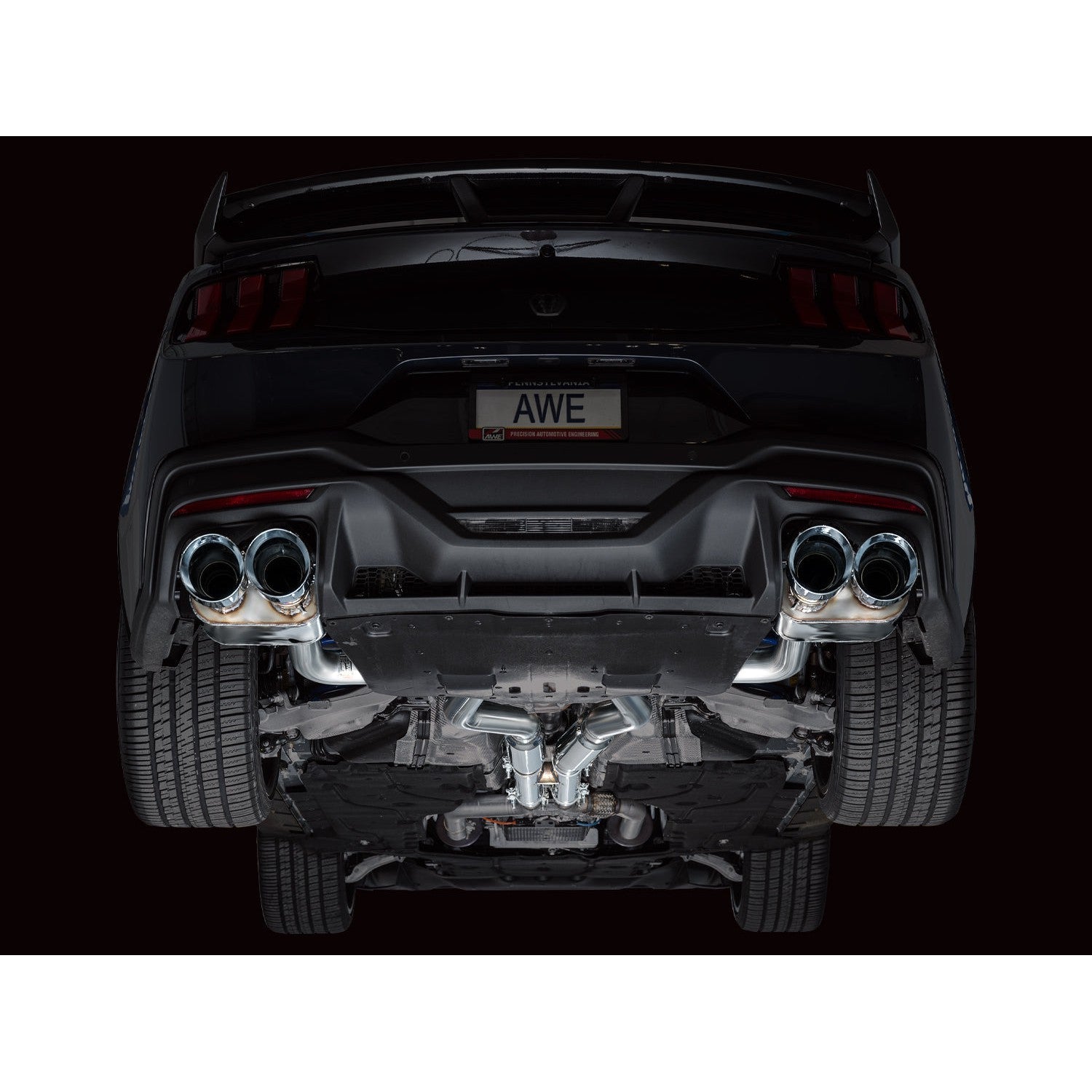 AWE Tuning SwitchPath Catback Exhaust w/ Quad Chrome Silver Tips - 2024 Ford Mustang Dark Horse S650 RWD