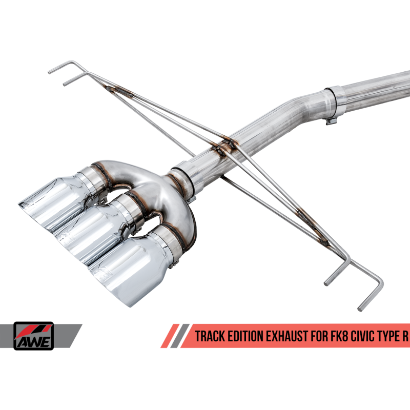 AWE Tuning 2017+ Honda Civic Type R Track Edition Exhaust w/Front Pipe & Triple Chrome Silver Tips