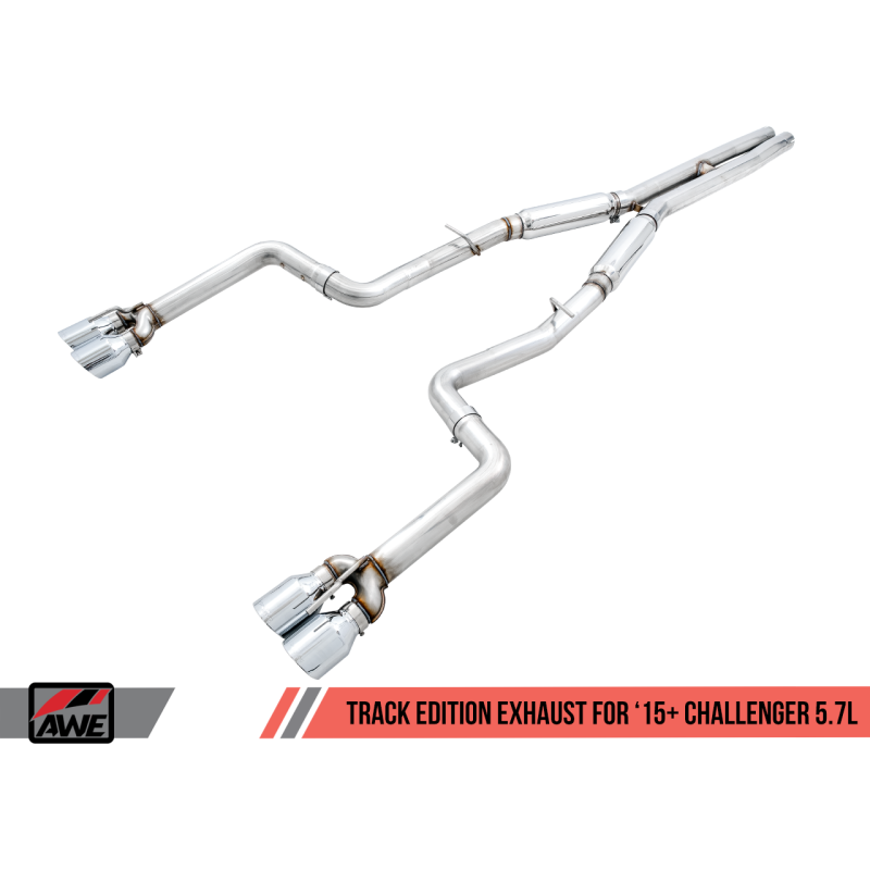 AWE Tuning 2017+ Dodge Challenger 5.7L Track Edition Exhaust - Diamond Black Quad Tips