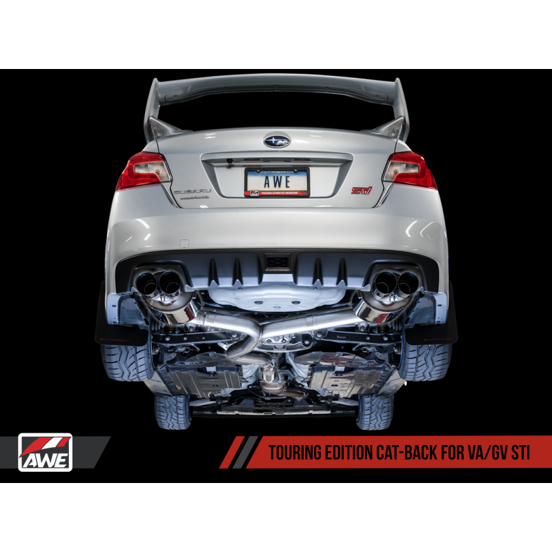 AWE Tuning Subaru STI VA / WRX GV / STI GV Sedan Touring Edition Exhaust - Chrome Silver Tip (102mm)