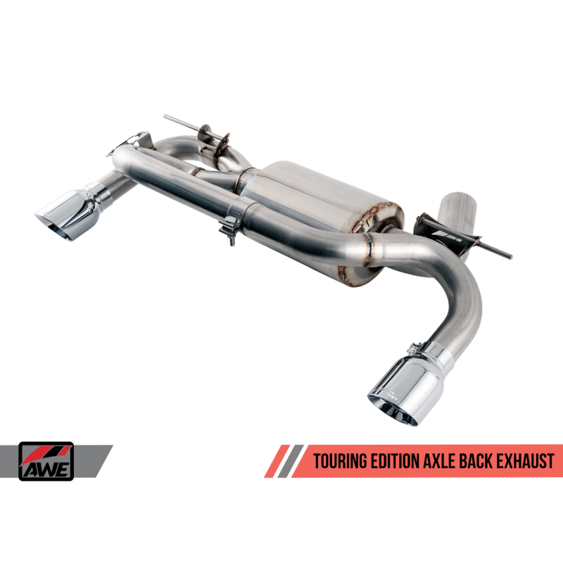 AWE Tuning BMW F3X 340i Touring Edition Axle-Back Exhaust - Chrome Silver Tips (90mm)