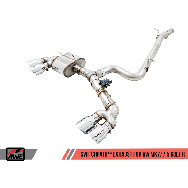 AWE Tuning Volkswagen Golf R MK7.5 SwitchPath Exhaust w/Chrome Silver Tips 102mm - T1 Motorsports