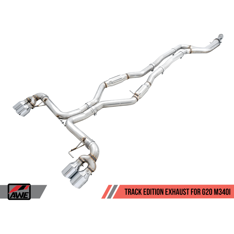 AWE Tuning 2019+ BMW M340i (G20) Track Edition Exhaust - Quad Diamond Black Tips