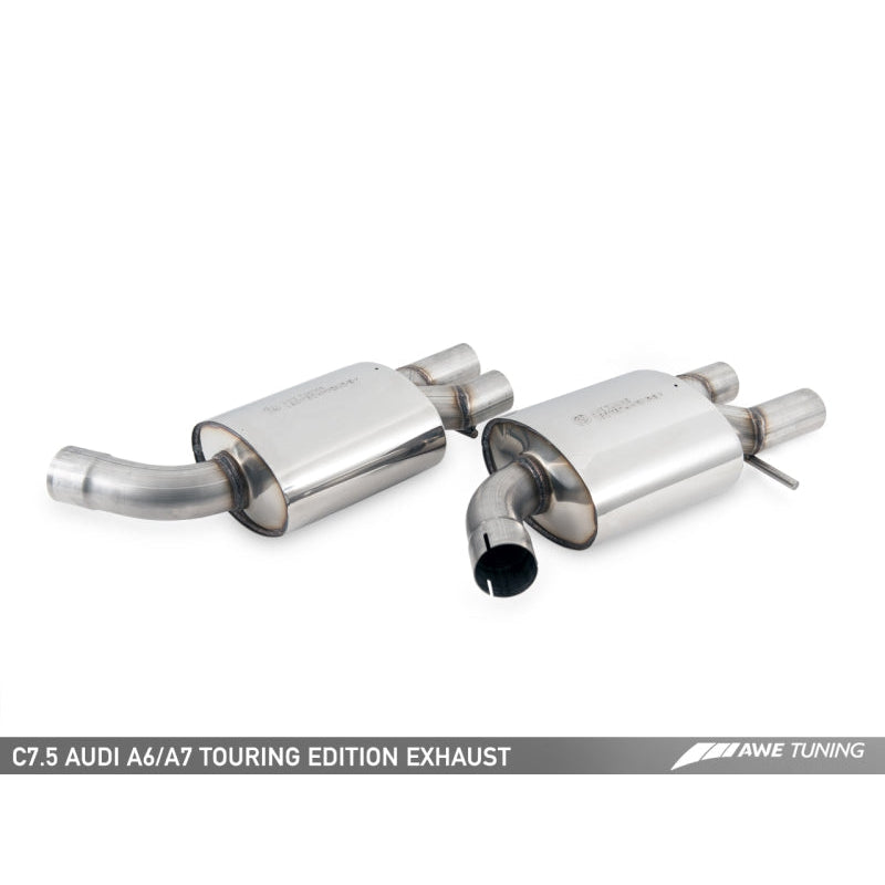 AWE Tuning Audi C7.5 A7 3.0T Touring Edition Exhaust - Quad Outlet Chrome Silver Tips
