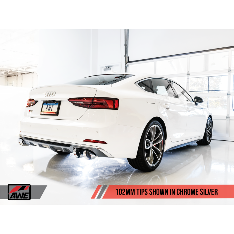 AWE Tuning Audi B9 S5 Sportback Touring Edition Exhaust - Non-Resonated (Silver 102mm Tips)
