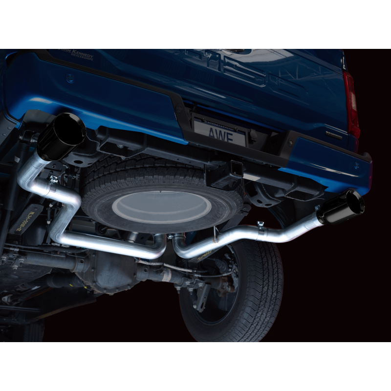 AWE Tuning 0FG Dual Split Rear Cat-Back Exhaust w/ 5in Diamond Black Tips - 21+ Ford F150