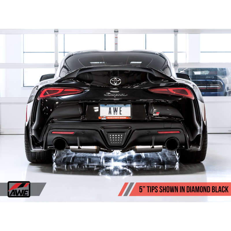 AWE Tuning 2020+ Toyota Supra A90 Resonated Touring Edition Exhaust - 5in Diamond Black Tips
