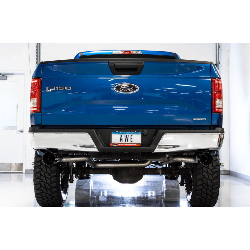 AWE Tuning 0FG Dual Exit Performance Exhaust System w/5in Diamond Black Tips - 2015+ Ford F-150