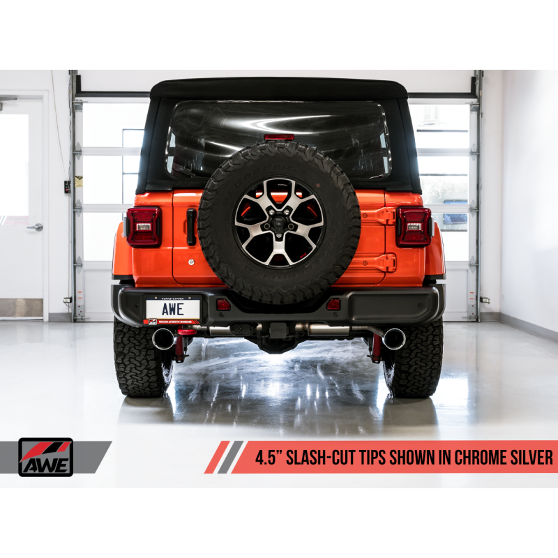 AWE Tuning 2018+ Jeep Wrangler JL/JLU Tread Edition Axle-Back Dual Exhaust - Chrome Silver Tips