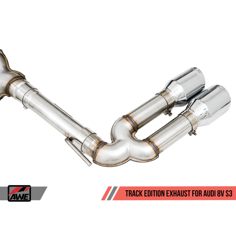 AWE Tuning Audi 8V S3 Track Edition Exhaust w/Chrome Silver Tips 102mm