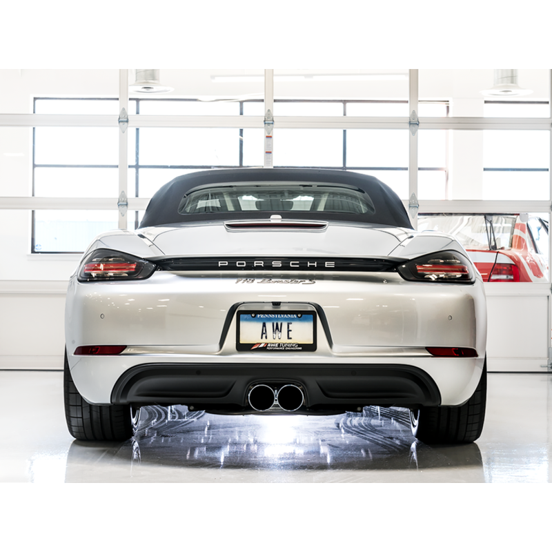 AWE Tuning Porsche 718 Boxster / Cayman Touring Edition Exhaust - Chrome Silver Tips - T1 Motorsports